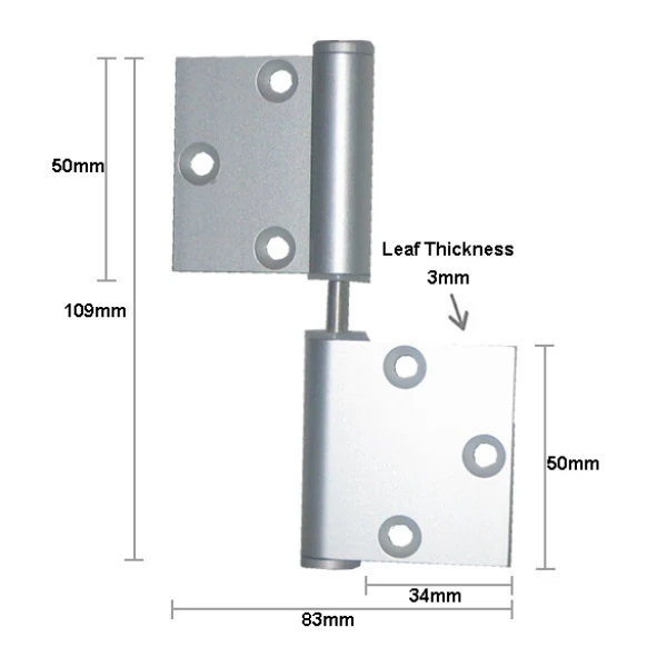 **10 Pack** McCallum A101 A102LHF Door Hinge Aluminium Lift Off Left Hand - Image 3