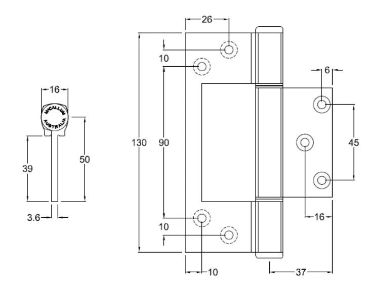 **10 Pack** McCallum Heavy Duty Aluminium Interfold Hinge White A105WH A105F - Image 2