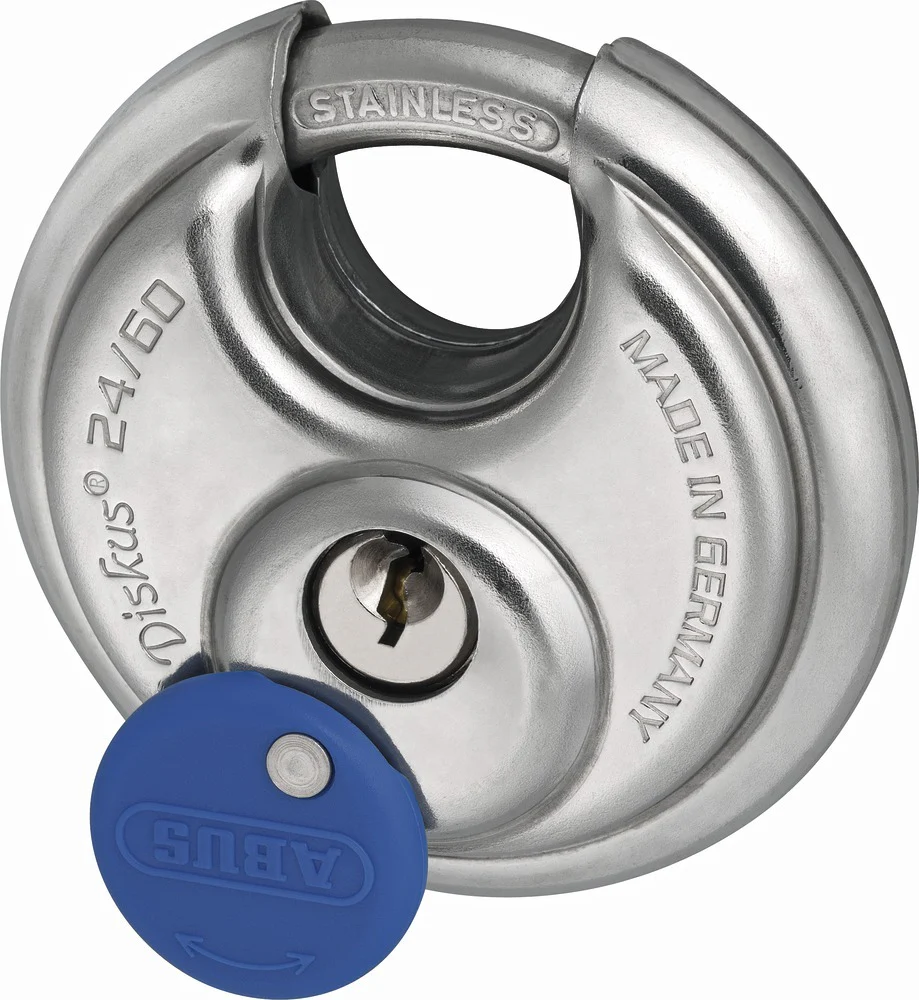 ABUS Hasp & Staple 140/120C 120mm + 24IB/60 Diskus Padlock Stainless Steel - Image 3