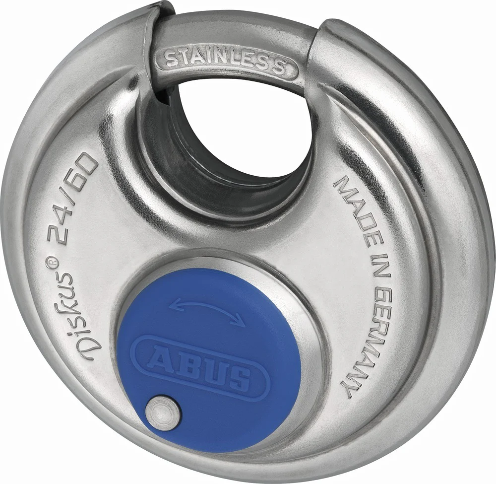 ABUS Hasp & Staple 140/120C 120mm + 24IB/60 Diskus Padlock Stainless Steel - Image 4