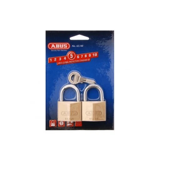 Abus Security Padlock Keyed Alike 40mm Brass Body Twin Pack 6540TWINSC