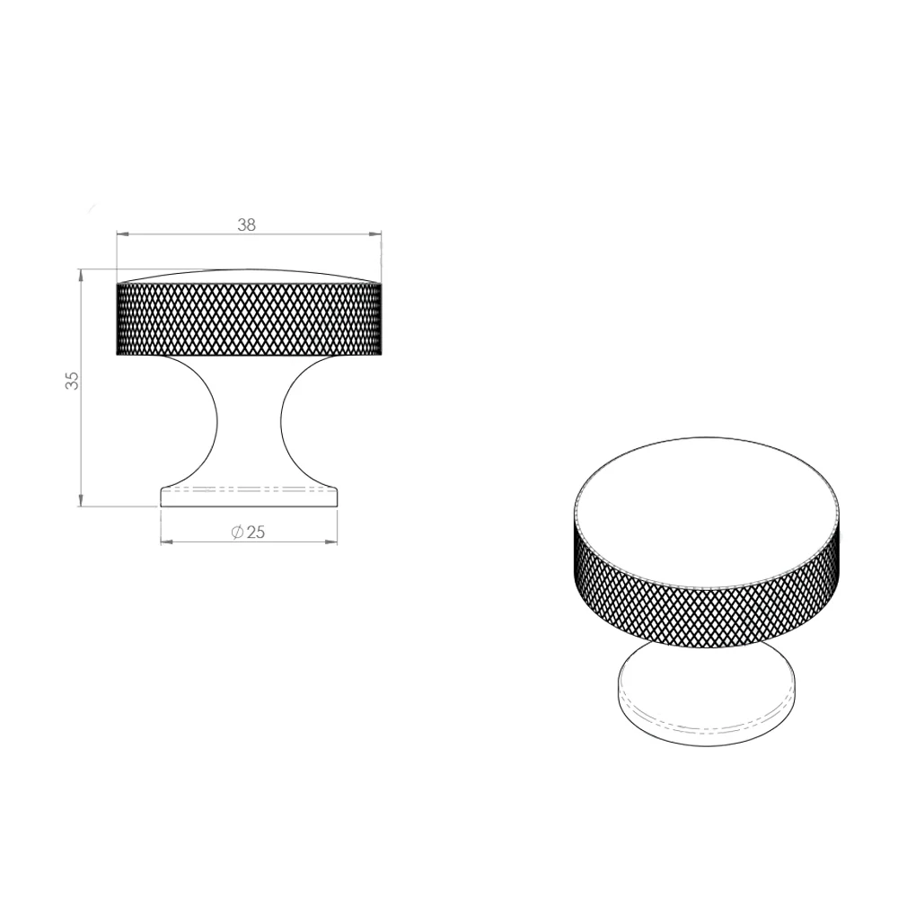 Alexander and Wilks Berlin Knurled Cupboard Knob 38mm - Available in Various Finishes - Image 11