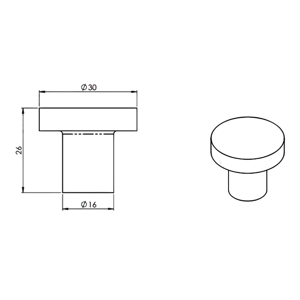 Alexander and Wilks Hanover Plain Cupboard Knob - Available in Various Finishes - Image 2