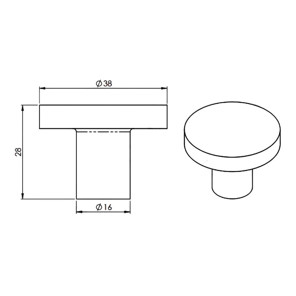 Alexander and Wilks Hanover Plain Cupboard Knob - Available in Various Finishes - Image 3