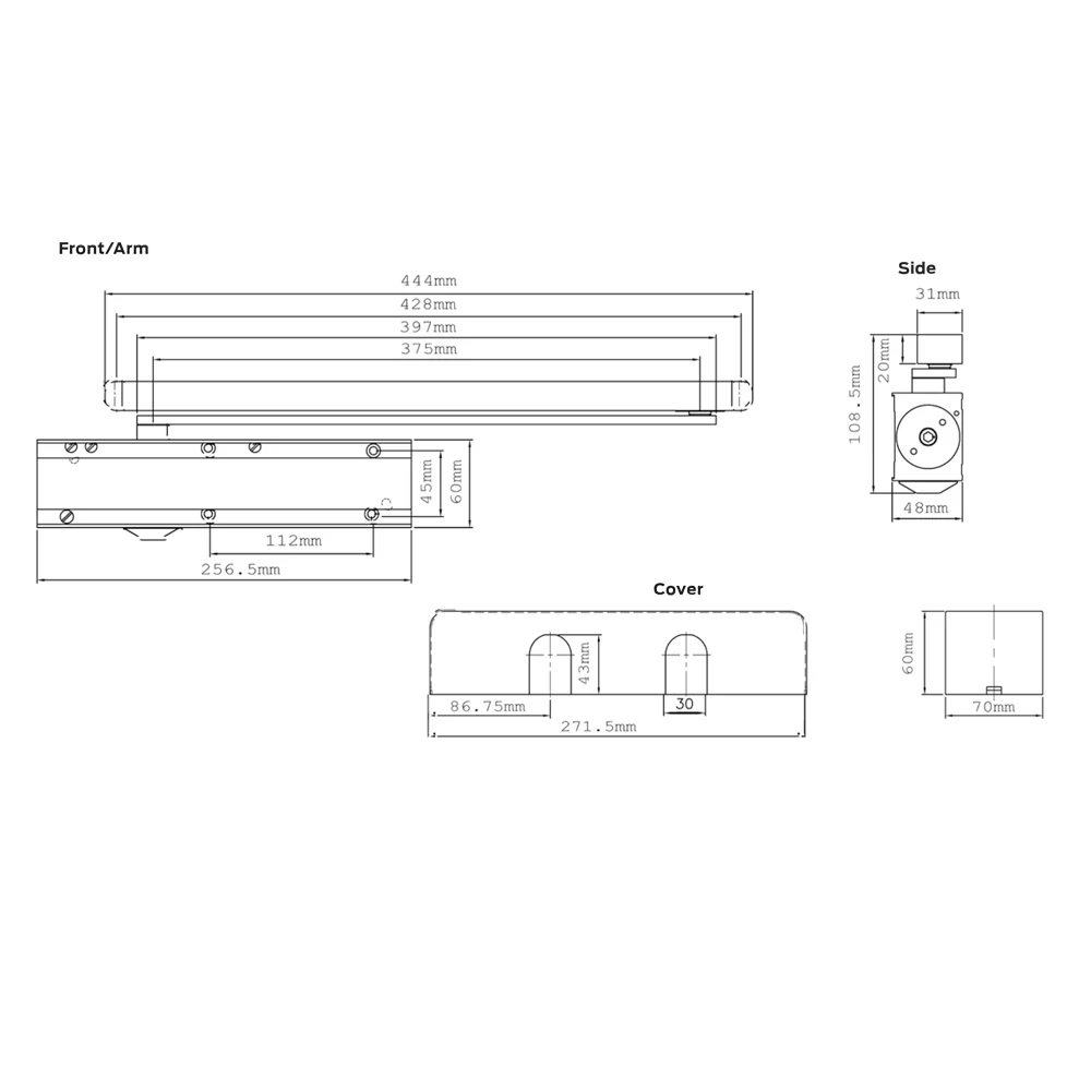 Briton EN1-5 2720 Cam Action Door Closer Pull Side Fire Rated Satin Stainless Steel BNT-2720BD-T-SS - Image 2