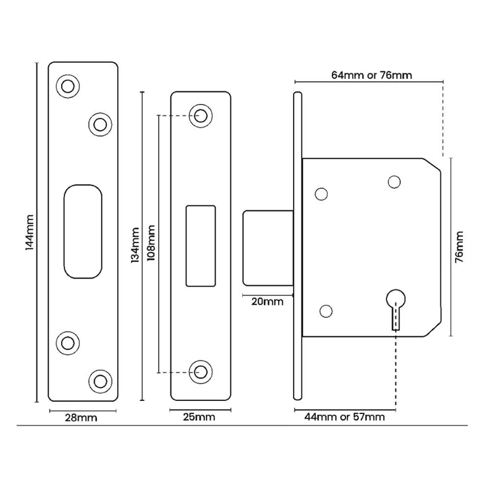 ASEC BS 5 Lever British Standard Deadlock - Available in Various Finishes and Functions - Image 2