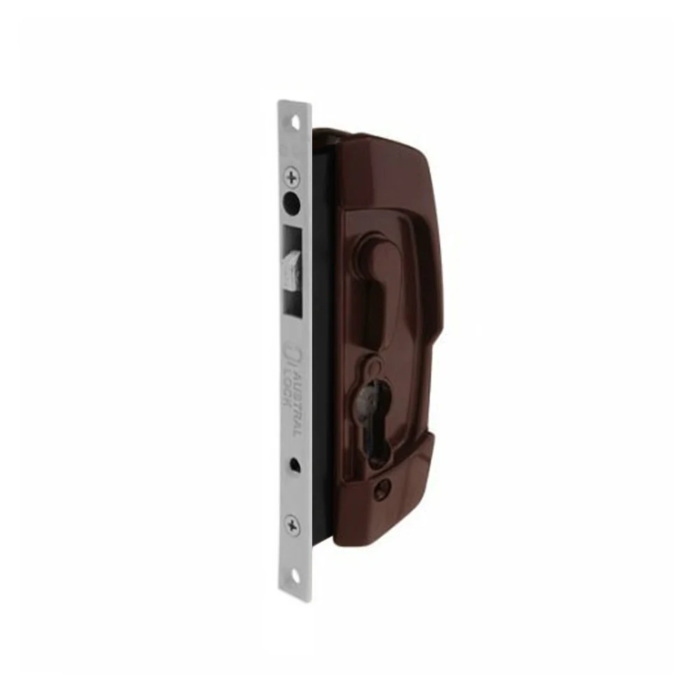 Austral Sliding Security Screen Door Lock with Cylinder Murray Brown SD7/BR - Image 2
