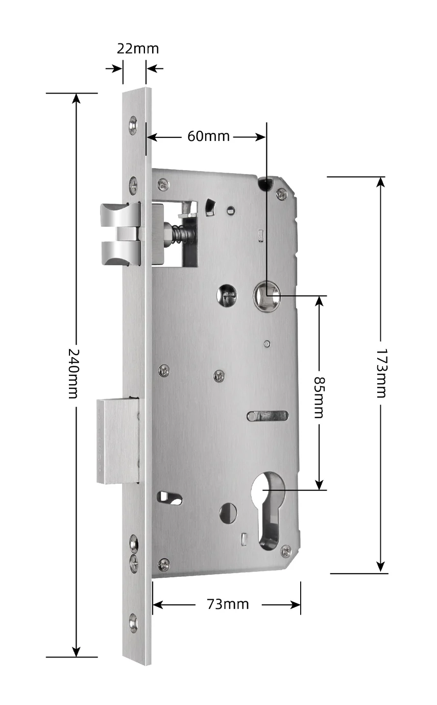 Austyle Entrance Mortice Lock 60mm Backset 85mm CTC Stainless Steel 49429 - Image 2