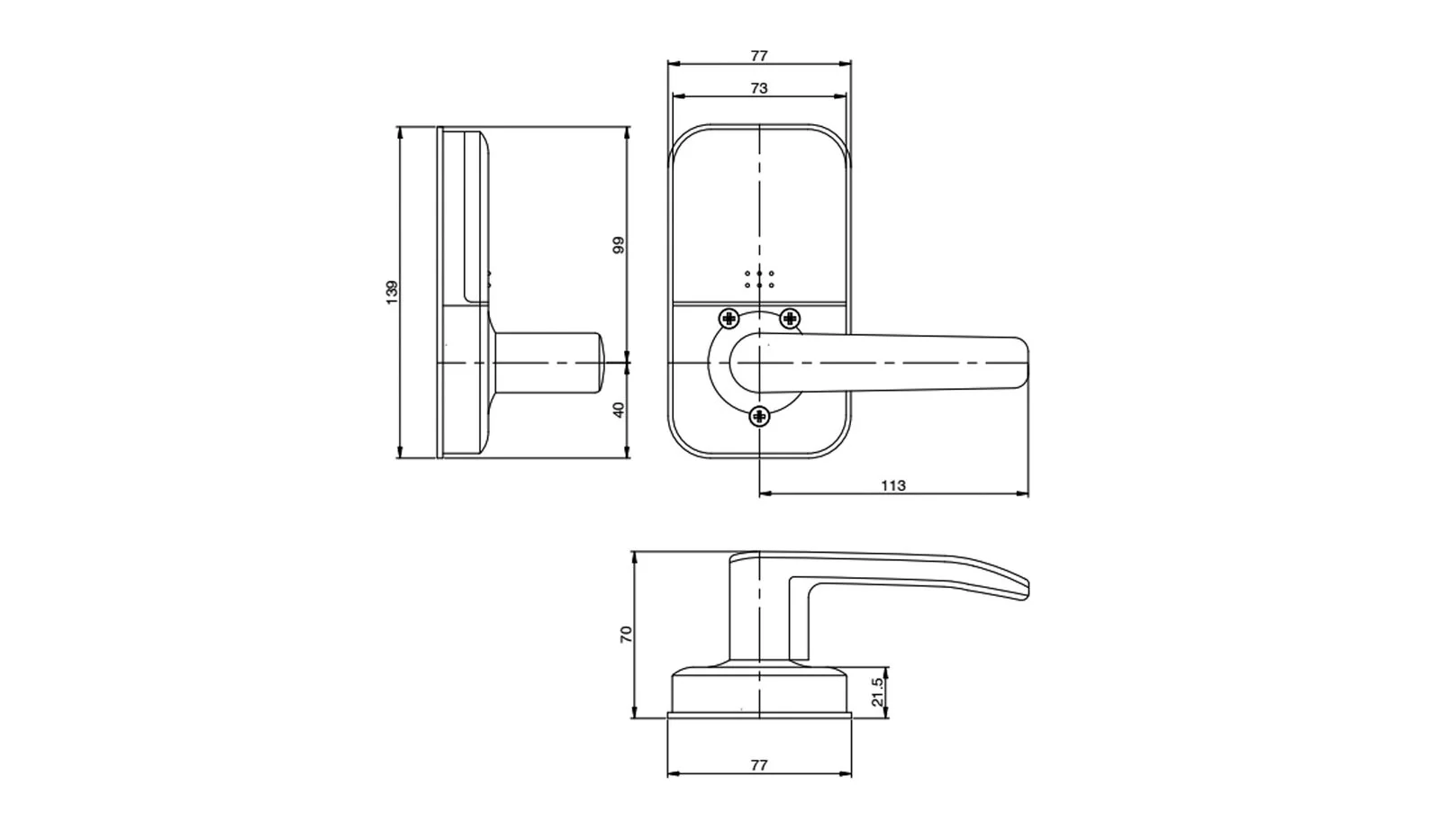 Austyle Smart Digital C4 Key In Lever Entrance Set - Available in Matt Black and Silver/White Finish - Image 3