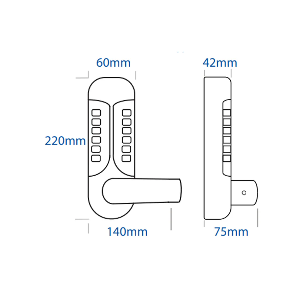 Borg Digital Door Lock Easicode Medium Duty Lever Satin Chrome BL7001SC - Image 2