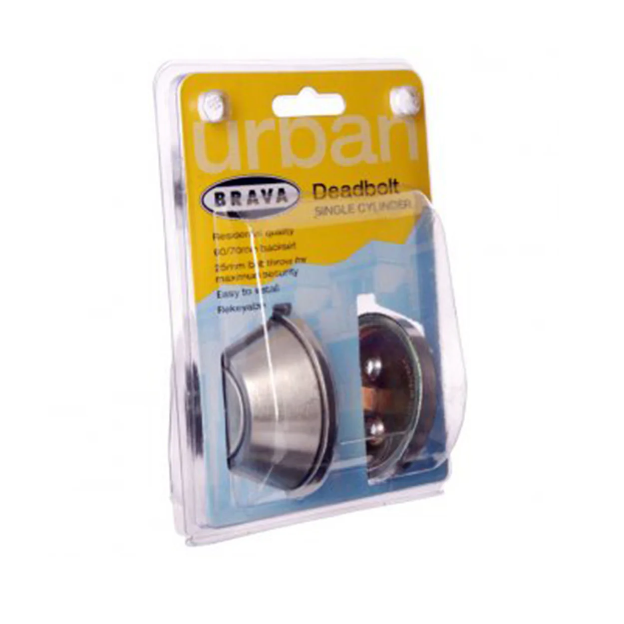 Brava Heavy Duty Urban Single Cylinder Deadbolt Satin Stainless Steel D361DP
