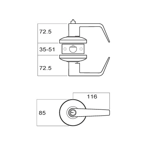 Brava Metro Entrance Lever Set Fire Rated 70mm SC Keyed To Differ EV6000SC70 - Image 2