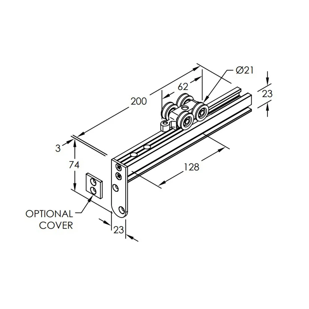 Brio 4 Wheel Timber Hanger Zero Clearance 80kg Stainless Steel 61SSENP