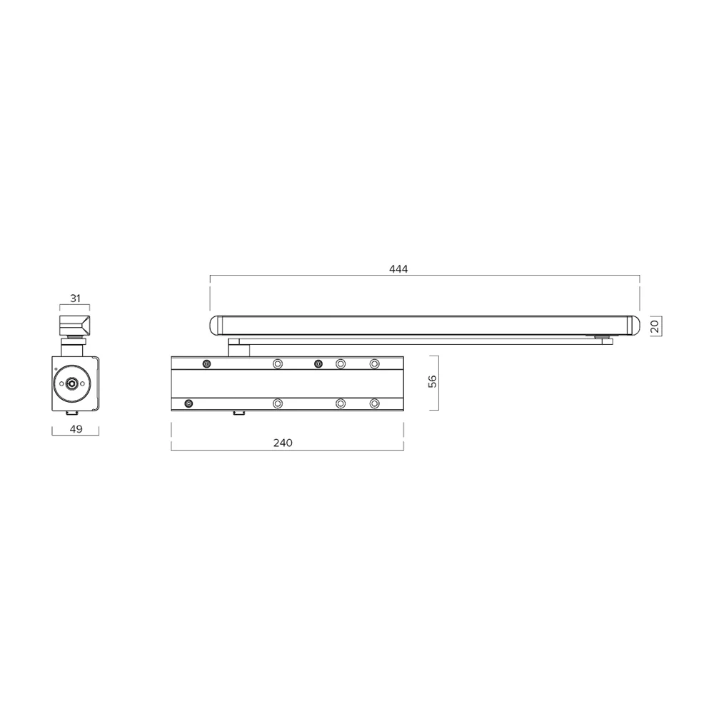 Briton Cam Action Closer Pull Side Satin Stainless Steel B2320BT-SS - Image 2