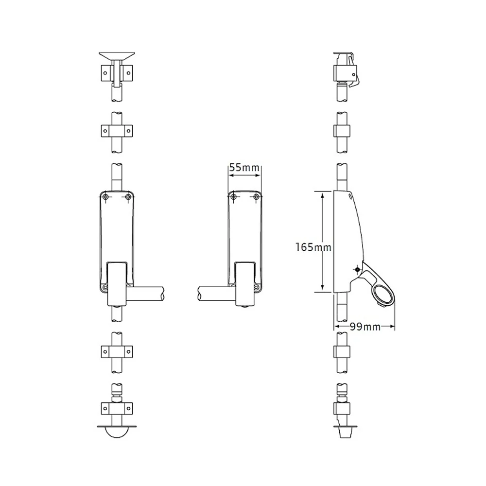 Briton Door Lock Pack Panic Bar B376ESE with Outside Lever w/ Cylinder B1413LE - Image 3