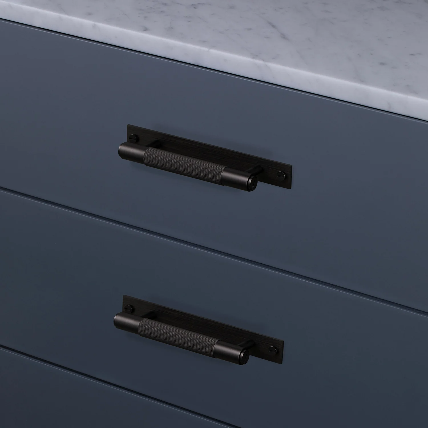 Buster and Punch Cabinet Cross Knurled Pull Bar Handle on Backplate - Image 3