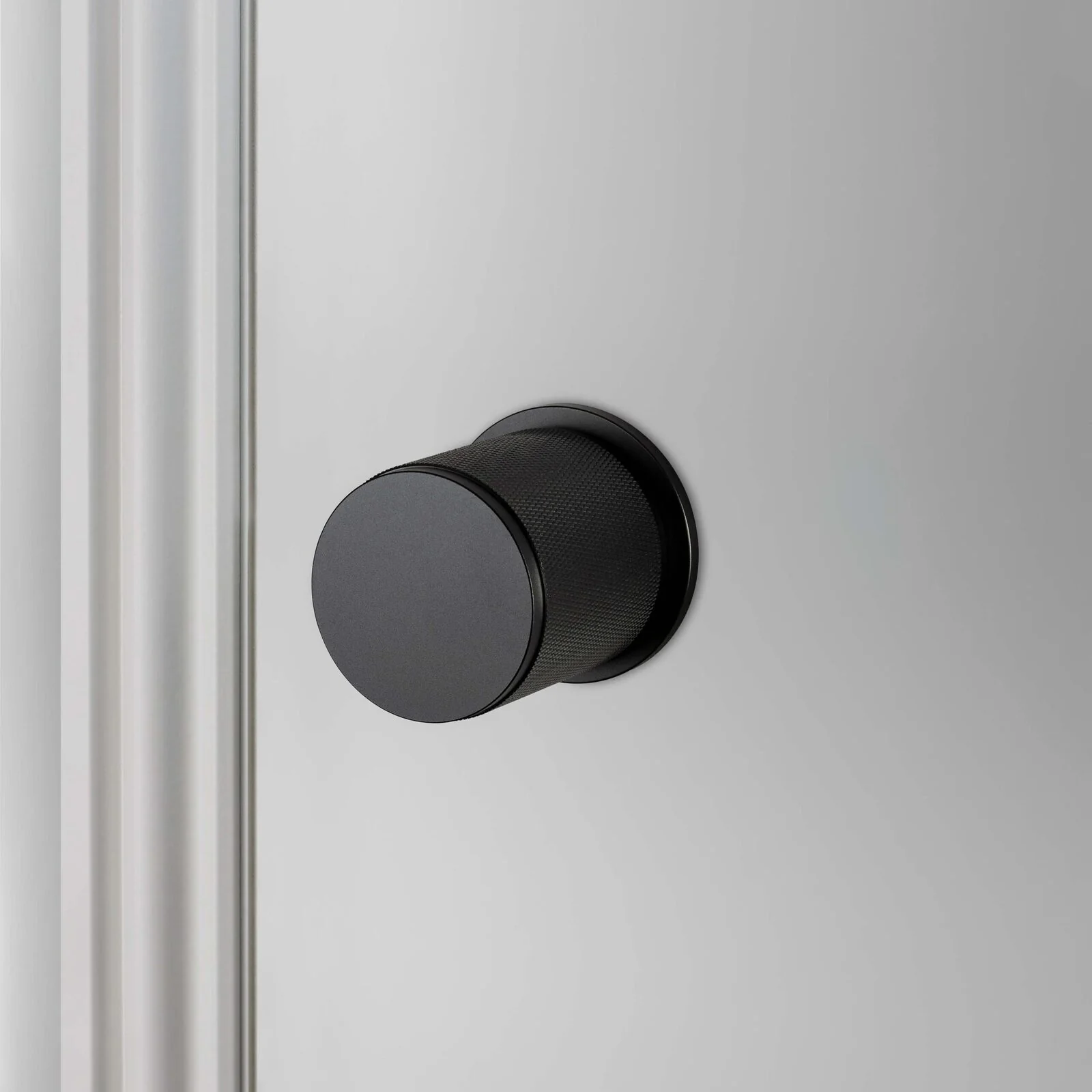 Buster and Punch Door Knob on Round Rose Cross-Knurl Pattern - Available in Various Finishes - Image 3