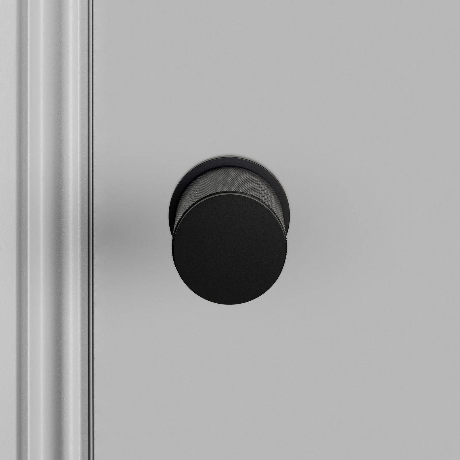 Buster and Punch Door Knob on Round Rose Cross-Knurl Pattern - Available in Various Finishes - Image 4