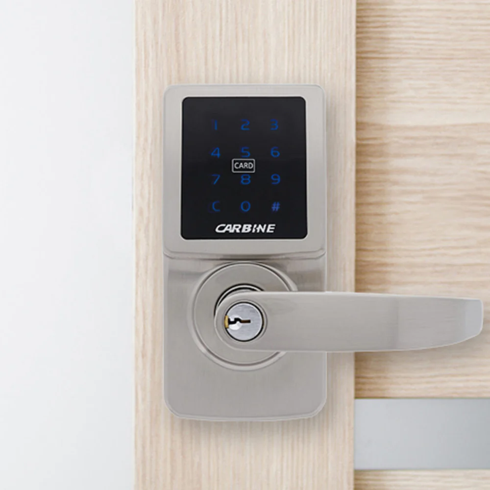 Carbine Electronic Door Lever Set Touch Screen Satin Nickel CEL-3IN1-SL8SNKIT - Image 2