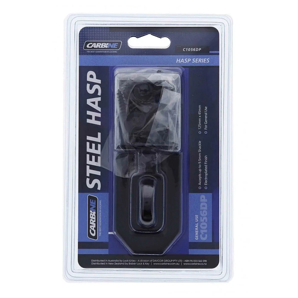 Carbine Standard Hasp & Staple 125x45mm Suits 9.5mm Shackle Display Pack C1056DP - Image 2