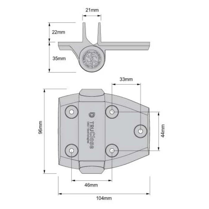 D&D TruClose TCA2L2S3BT Self Closing Gate Hinge + 2 Alignment Legs - Image 3