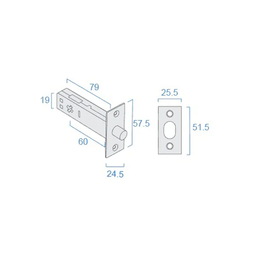 Dormakaba 2208 Privacy Bolt Satin Stainless Steel 60mm Backset - Image 2