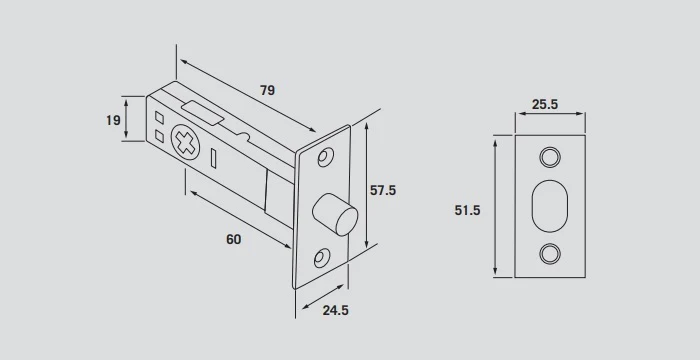 Dormakaba 2208 Tubular Bolt with Star Hub 60mm Polished Stainless Steel 9400000200802 - Image 2