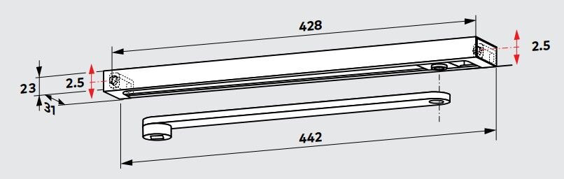 Dormakaba 93GN Slide Arm and Channel Silver 64010001 - Image 2
