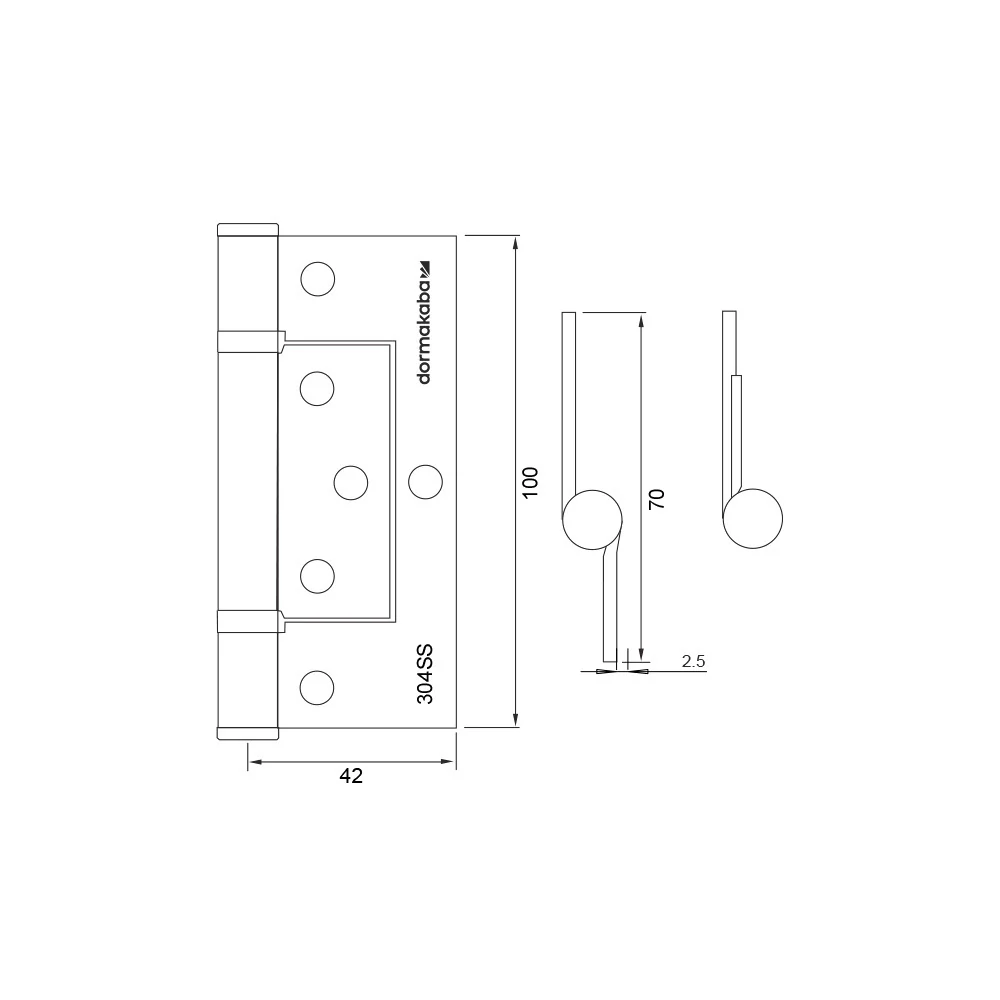 Dormakaba Flat Fast Fix Hinge Aluminum Fix 100/70mm Black DKH100/70FFAFBLK - Image 3
