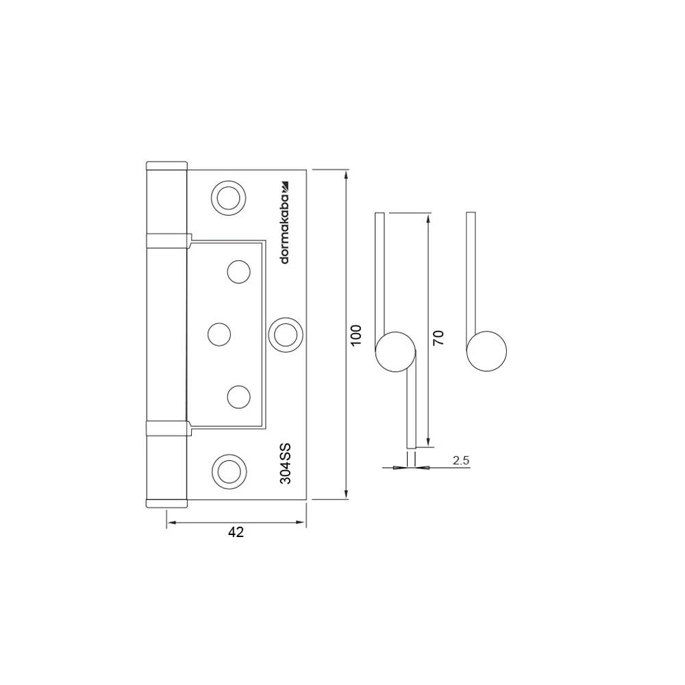 Dormakaba Flat Fast Fix Hinge Timber Fix 100x70mm Black DKH100/70BKT - Image 3