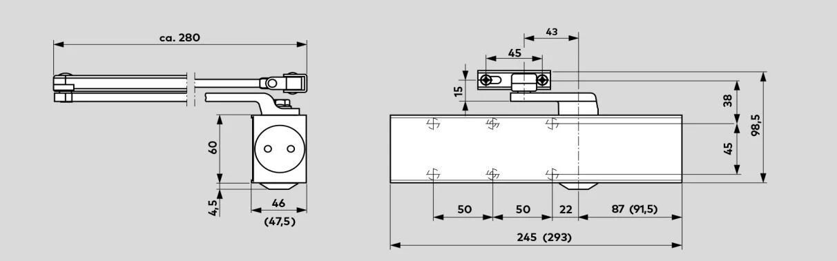 Dormakaba TS83 EN3-6 Door Closer Fire Rated Silver 38020801 - Image 2