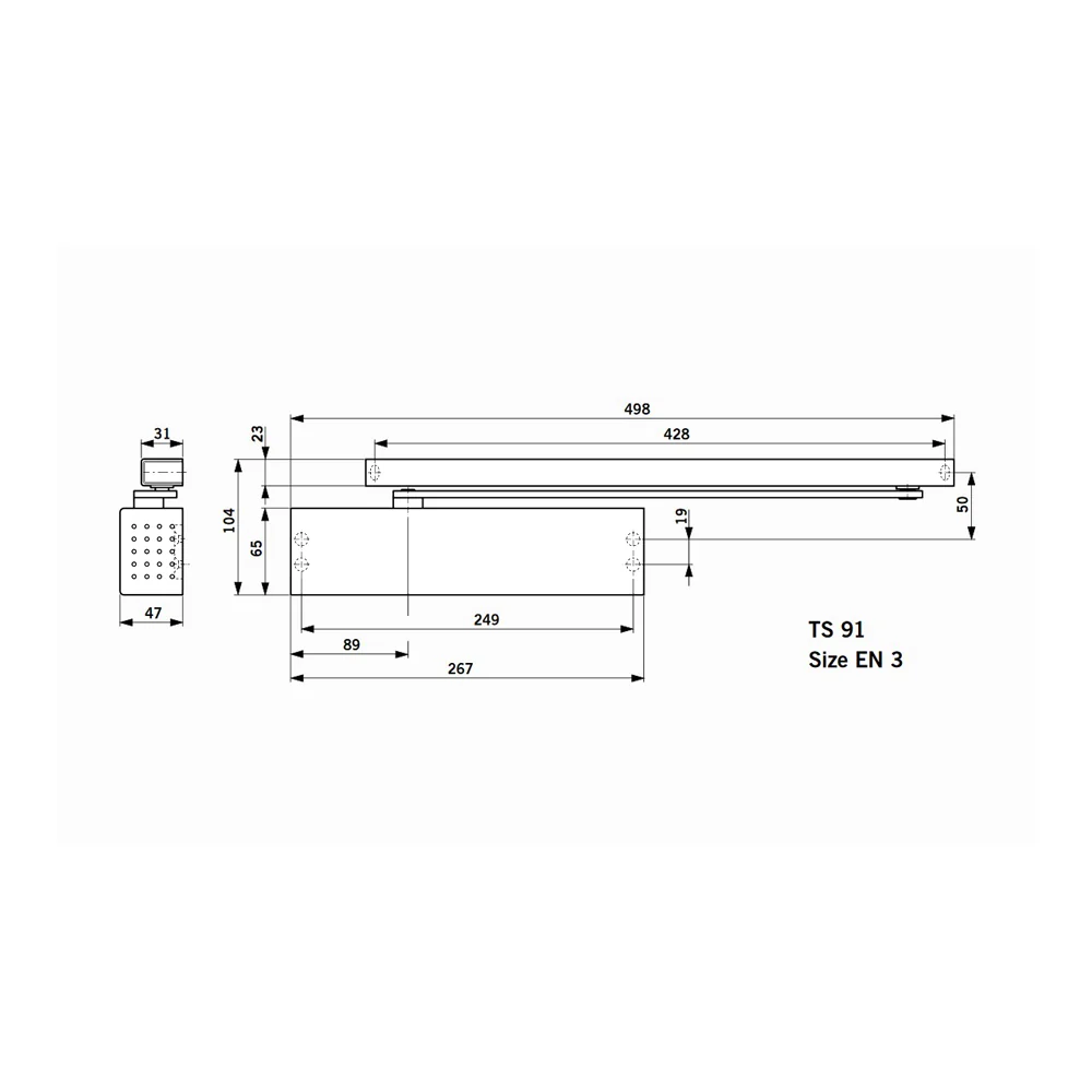 Dormakaba TS91B Door Closer EN3 Slide Channel with Arm Fire Rated Silver - Image 2