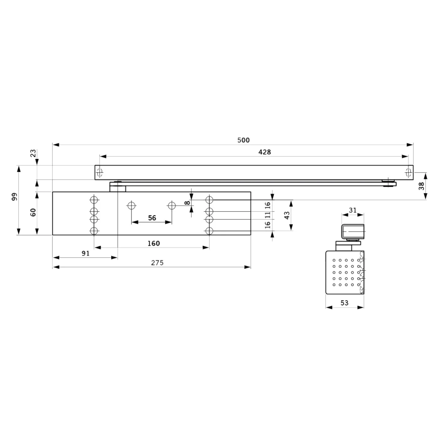 Dormakaba TS92B EN1-4 Door Closer Pull Side Fire Rated with Arm 42020201 - Image 3