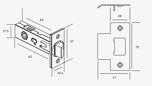 Dormakaba 2209 Privacy Latch 60mm Backset - Available in Satin Stainless & Black Finish - Image 2