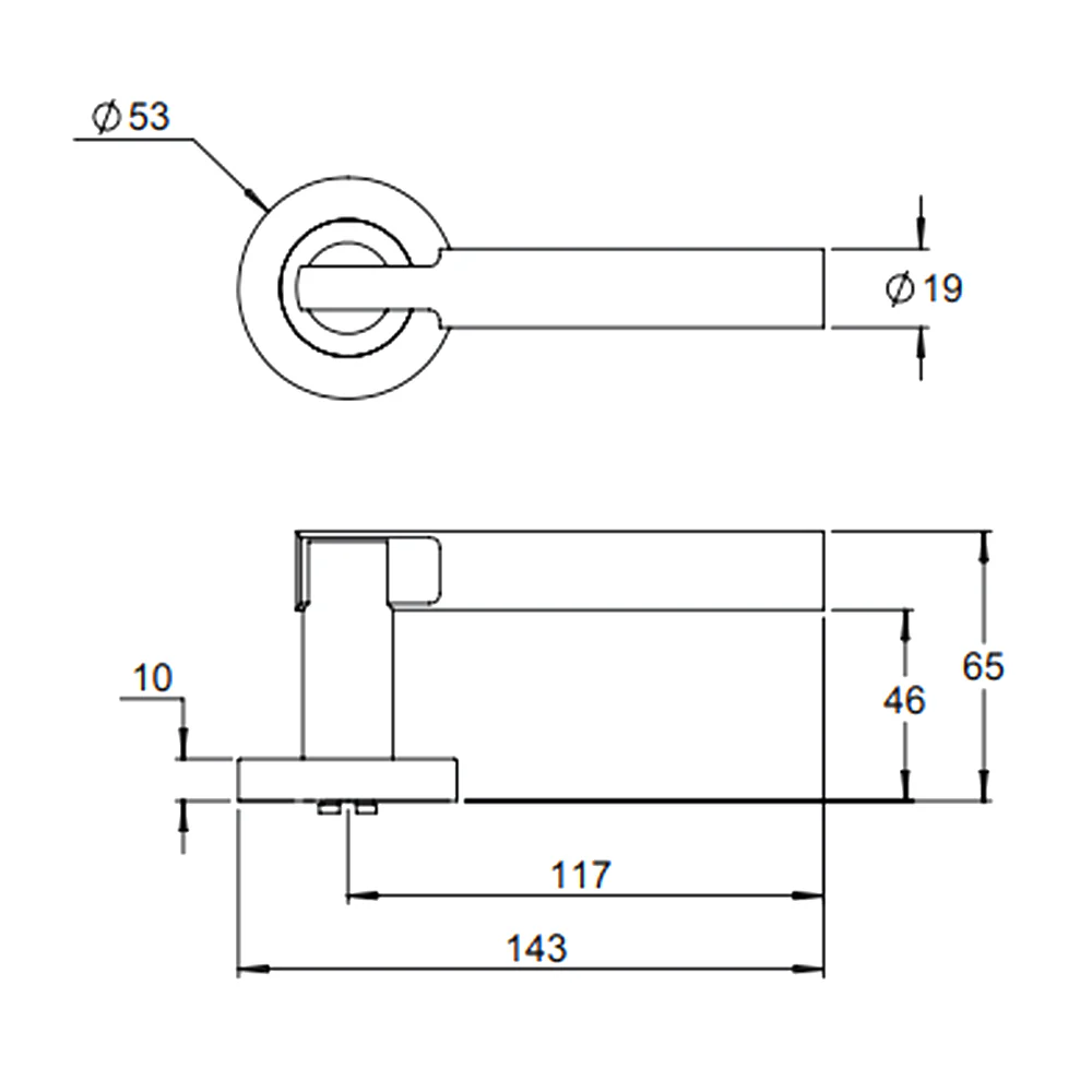 Dormakaba 4300/105P Coastal Round Rose Privacy Door Handle Leverset - Available in Various Finishes - Image 2