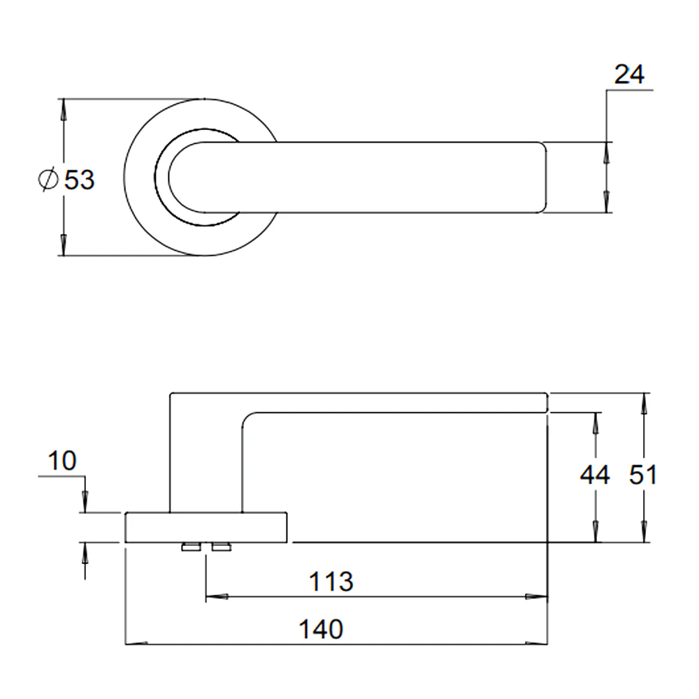 Dormakaba 8300/14 Vision Door Lever Handle on Round Rose Passage - Image 2
