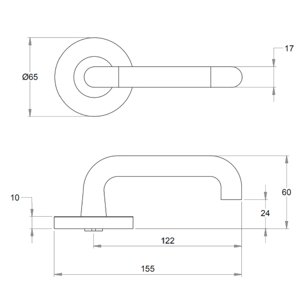 Dormakaba 8300/17 Vision Passage Door Lever Handle on Round Rose - Image 2
