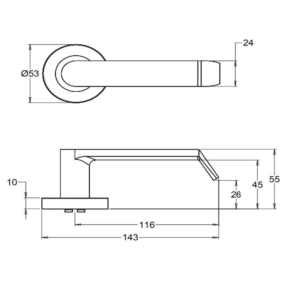 Dormakaba 8300/24 Vision Door Lever Handle on Round Rose Passage - Image 2
