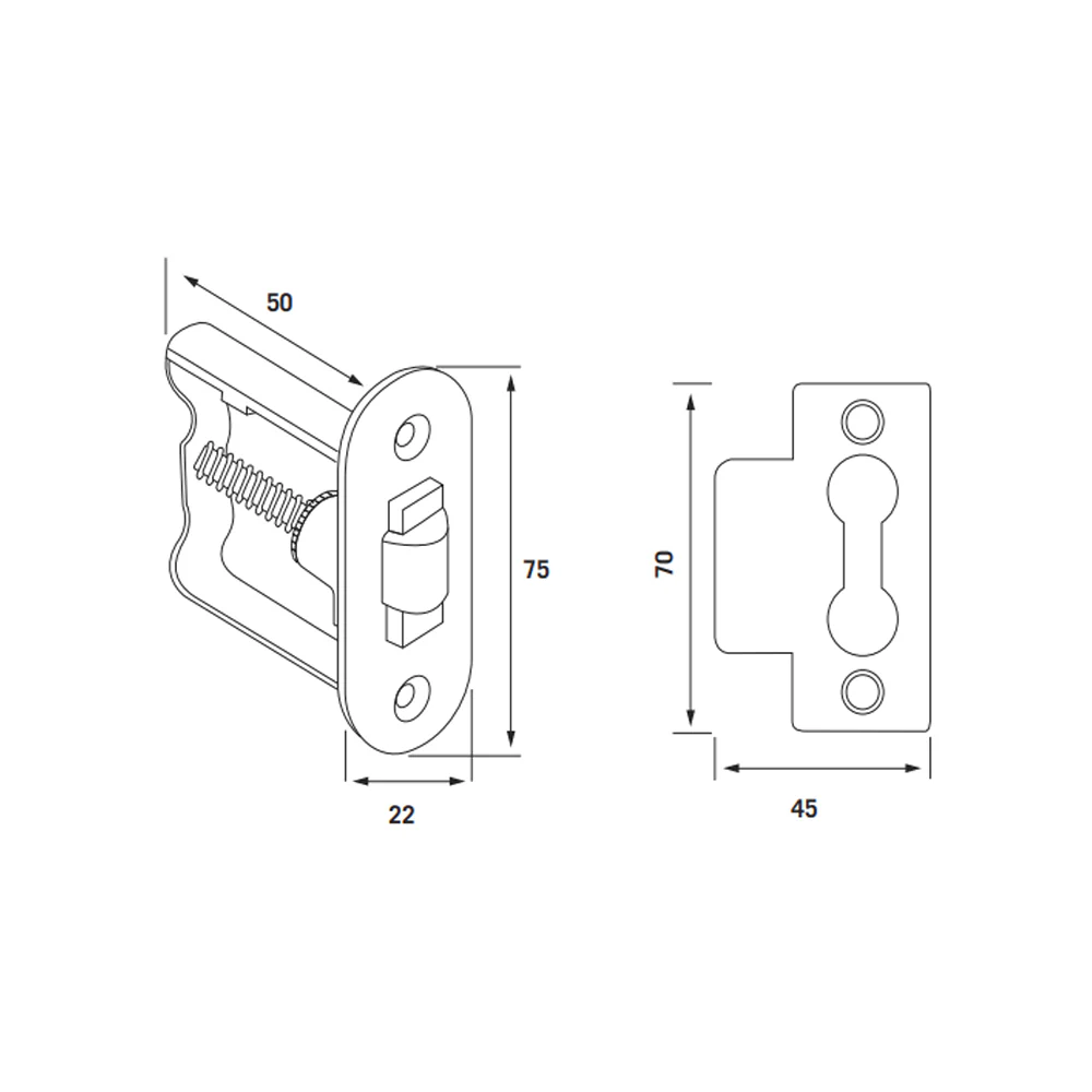 Dormakaba Adjustable Mortice Roller Bolt Satin Nickel Plate 2520 - Image 2
