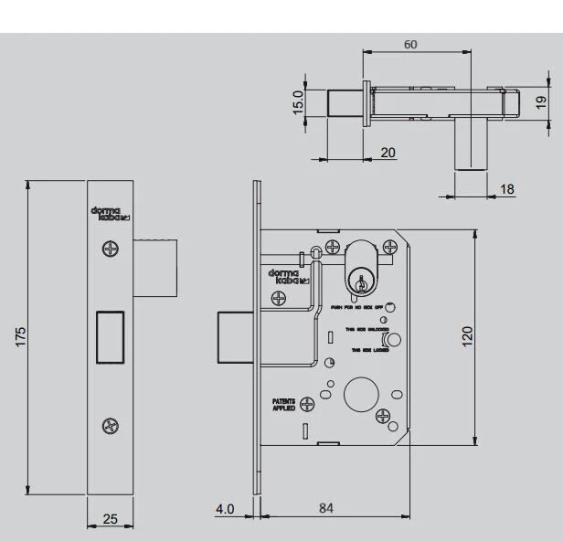 DormaKaba Deadbolt Mortice Lock 60mm Backset Stainless Steel MS2601SSS - Image 2