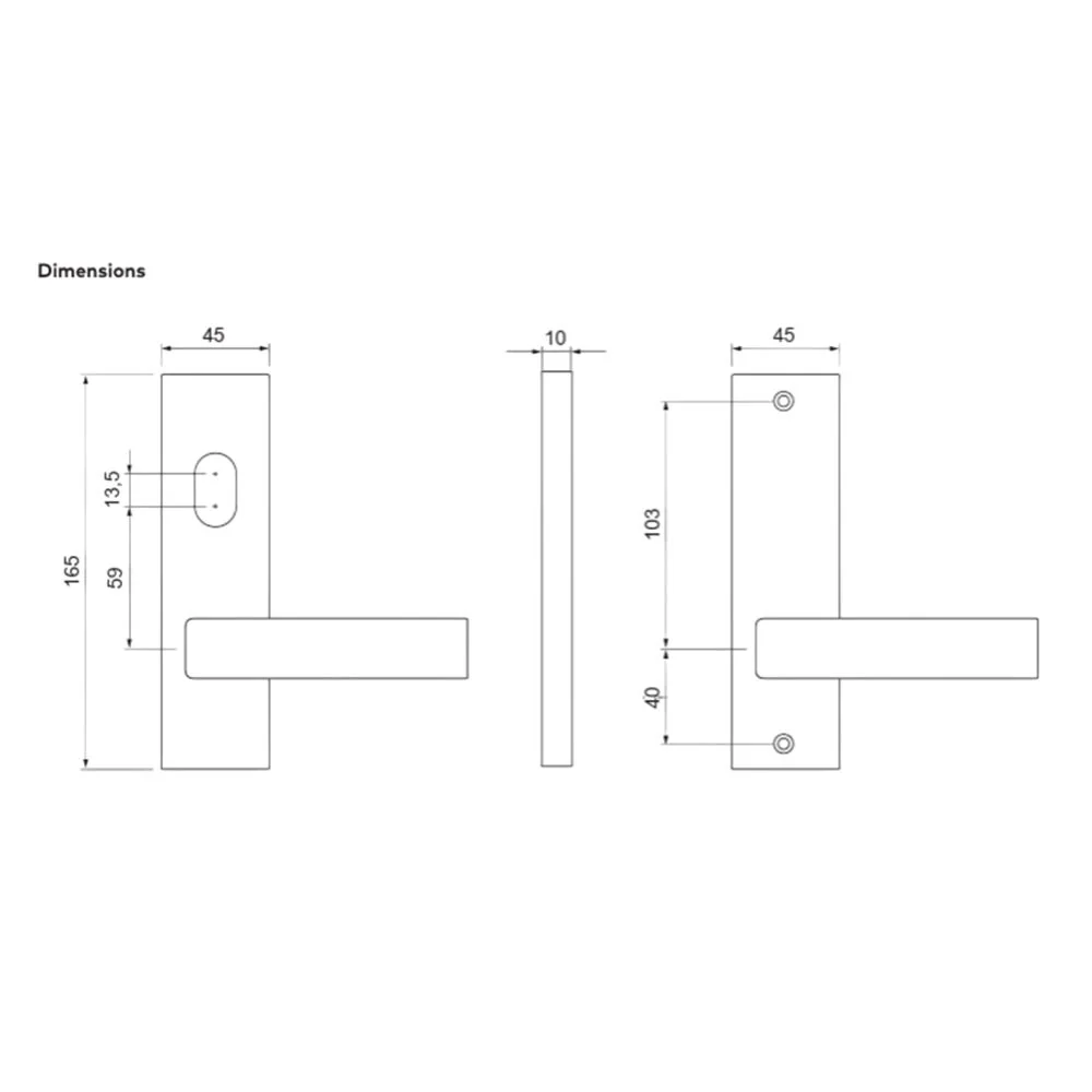 Dormakaba Internal Square End Plate Cylinder Hole & 70 Lever Satin Stainless Steel 6601/70SSS - Image 2