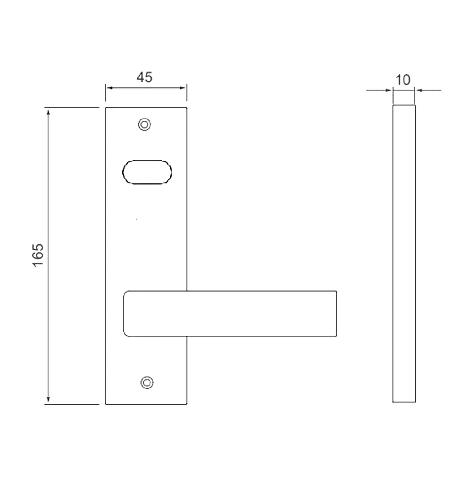 Dormakaba Internal Square End Plain Plate & 70 Lever Satin Stainless Steel 6606/70SSS - Image 2
