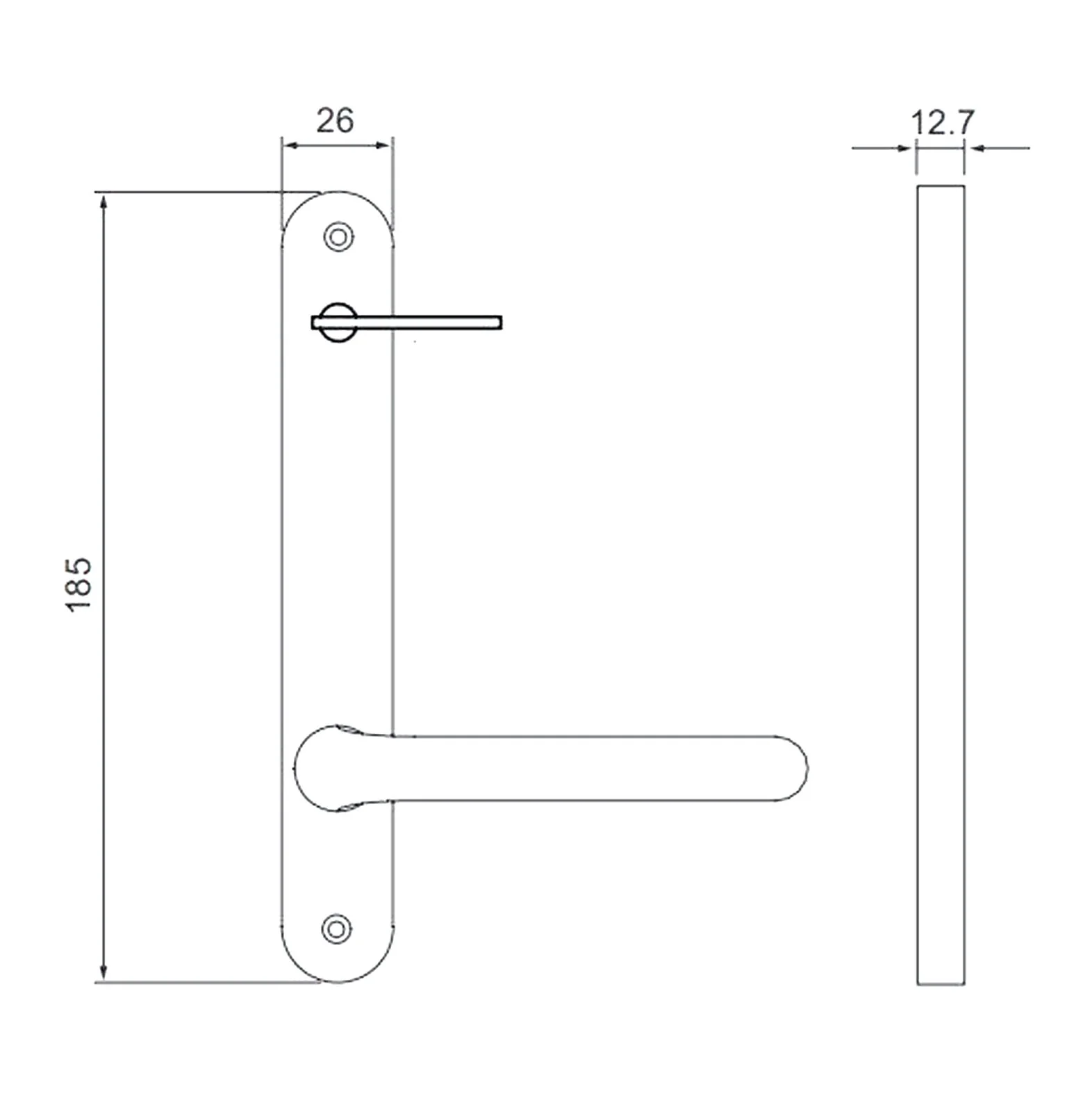 Dormakaba Door Handle Lever Narrow Stile Round End Plate Disabled Turn Visible Fix 6507/70SSS - Image 2
