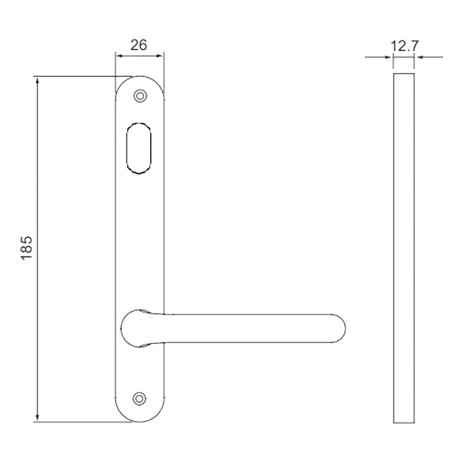 Dormakaba Door Handle Lever Narrow Stile Round End Plate Turnsnib Visible Fix 6503/70SSS - Image 2