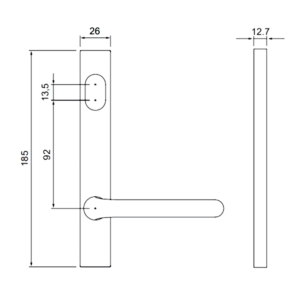 Dormakaba Door Handle Lever Narrow Stile Square End Plate Cylinder Hole Concealed Fix 6400/70SSS - Image 2