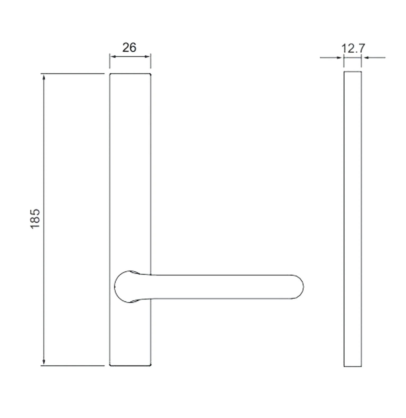 Dormakaba Door Handle Lever Narrow Stile Square End Plate No Cylinder Concealed Fix 6405/70SSS - Image 2