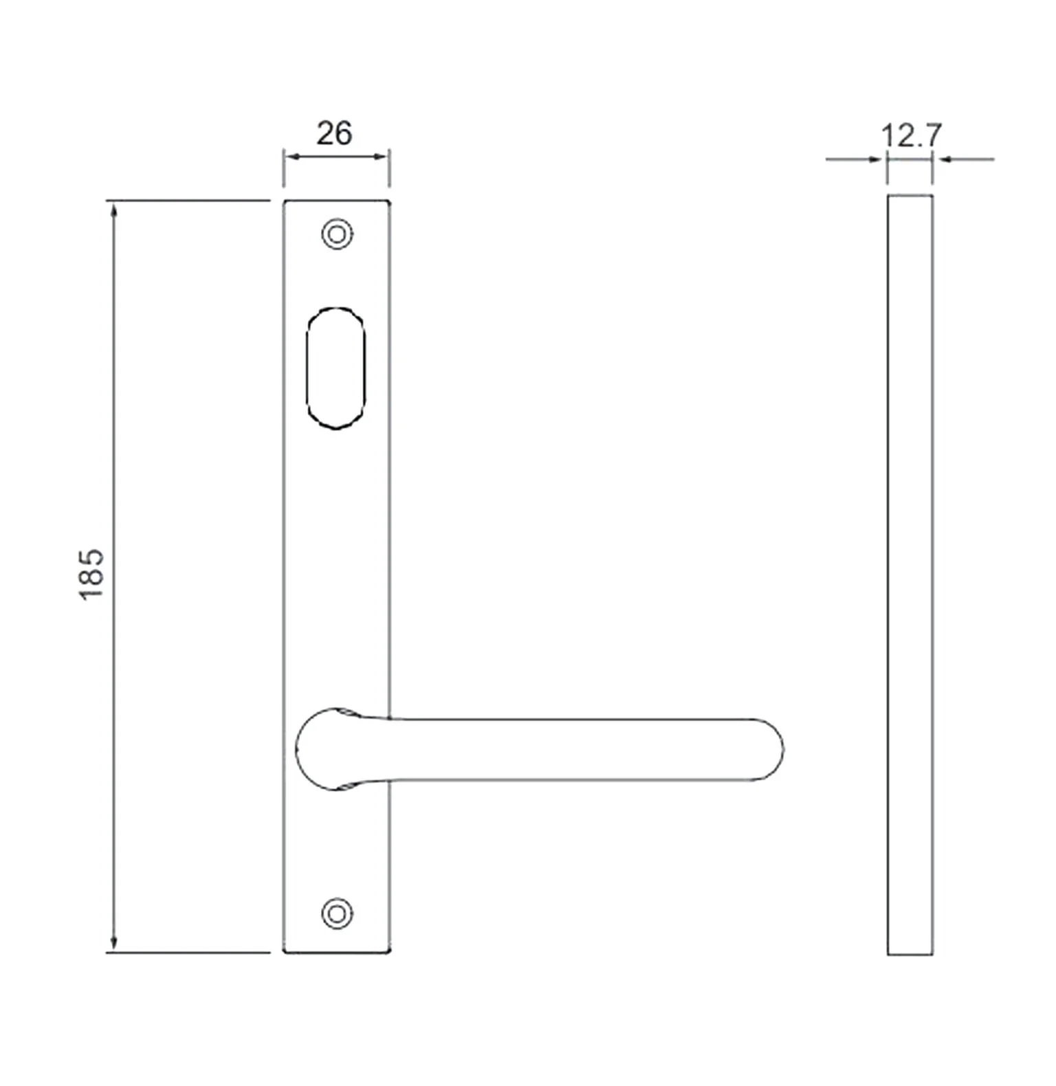 Dormakaba Door Handle Lever Narrow Stile Square End Plate Turnsnib Visible Fix 6403/70SSS - Image 2