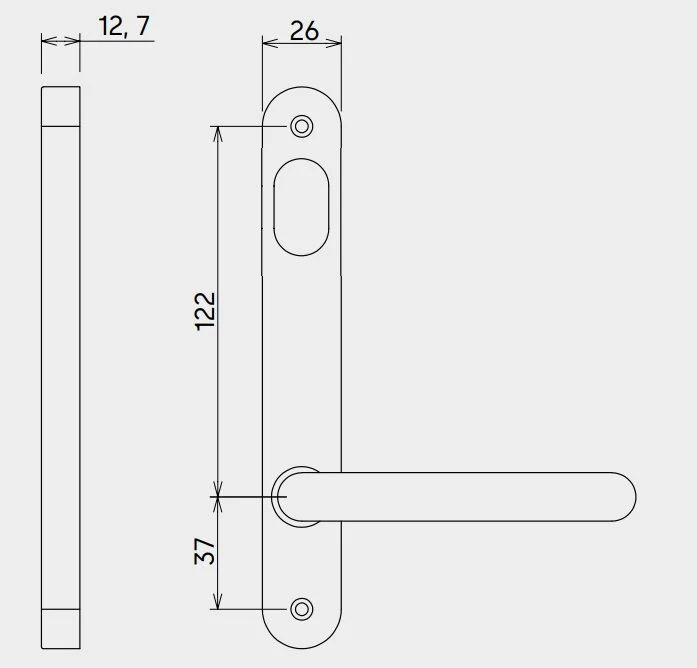 Gone Gone 06/25 use DORM650170SS - Dormakaba Door Lever on Internal Narrow Style Round End Plate Cyl Hole V.Fix SSS 6501/30G - Image 2