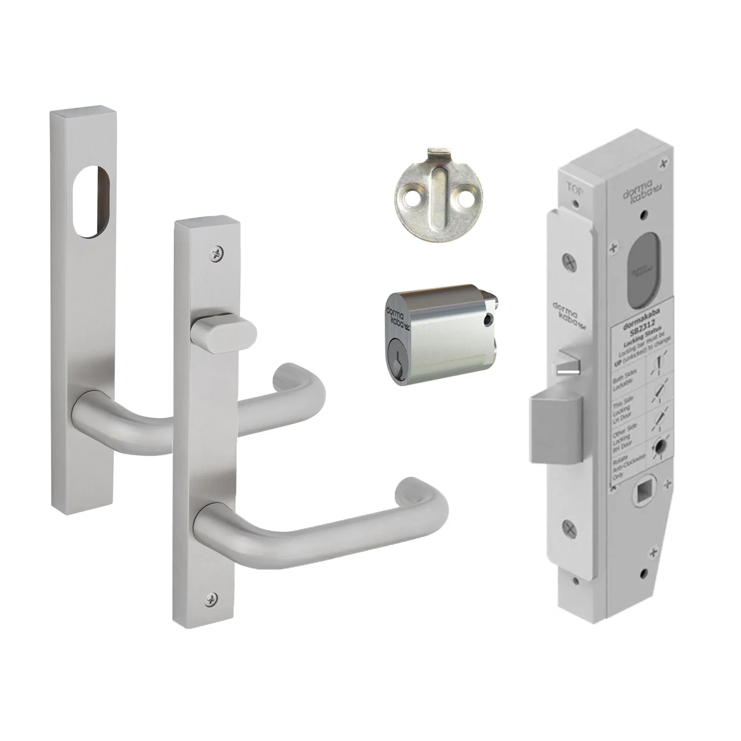 Dormakaba Entrance Kit Lockpack 30mm Backset Keyed Alike Stainless Steel SB2312KIT04SSKA