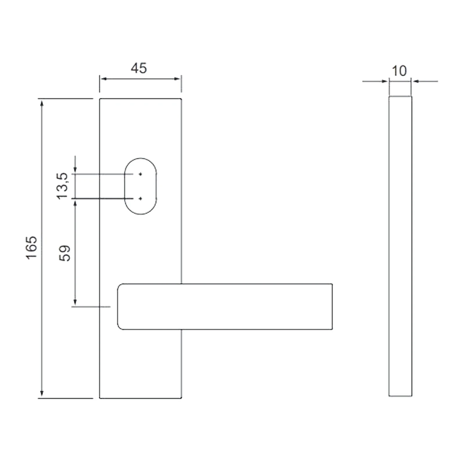 Dormakaba External Square End Plate with Cylinder Hole & 70 Lever Satin Stainless Steel 6600/70SSS - Image 2